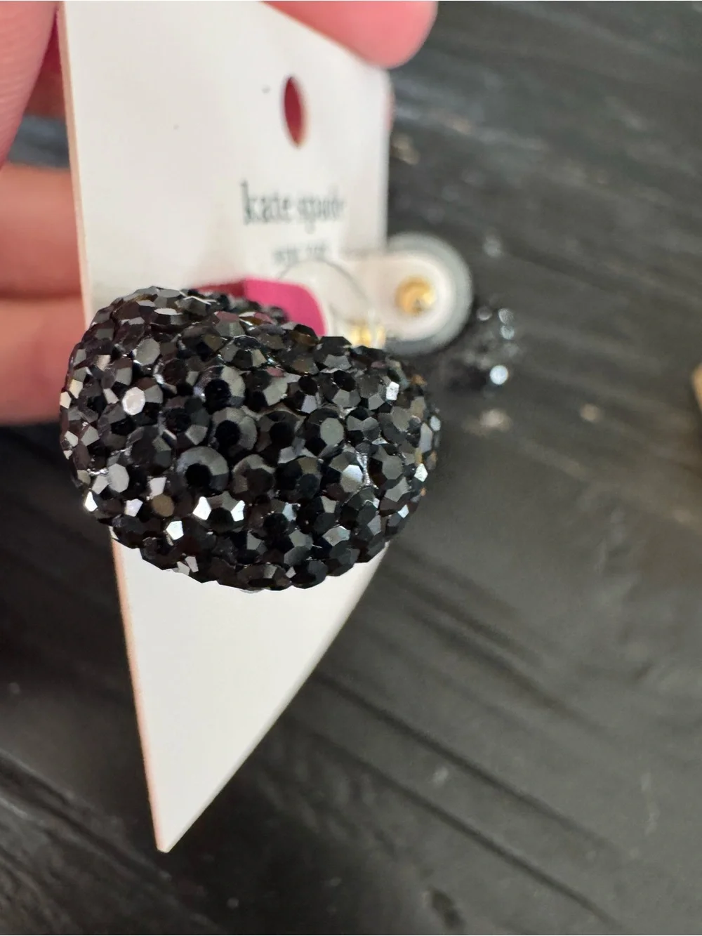 Kate Spade New York Adore-Ables Black Crystal Hoop Earrings NWT